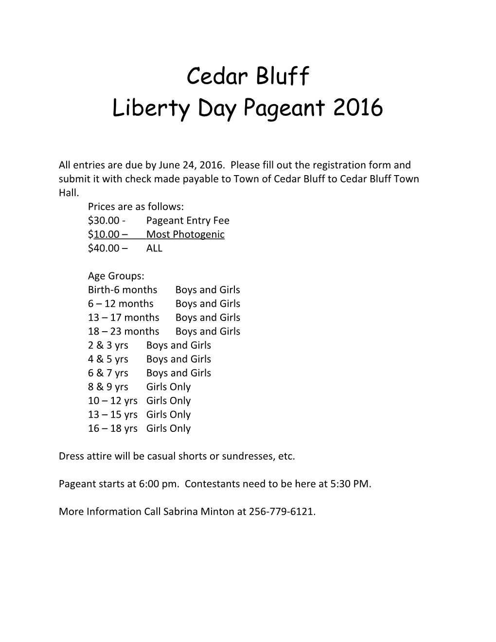 Liberty Day Pageant 2016