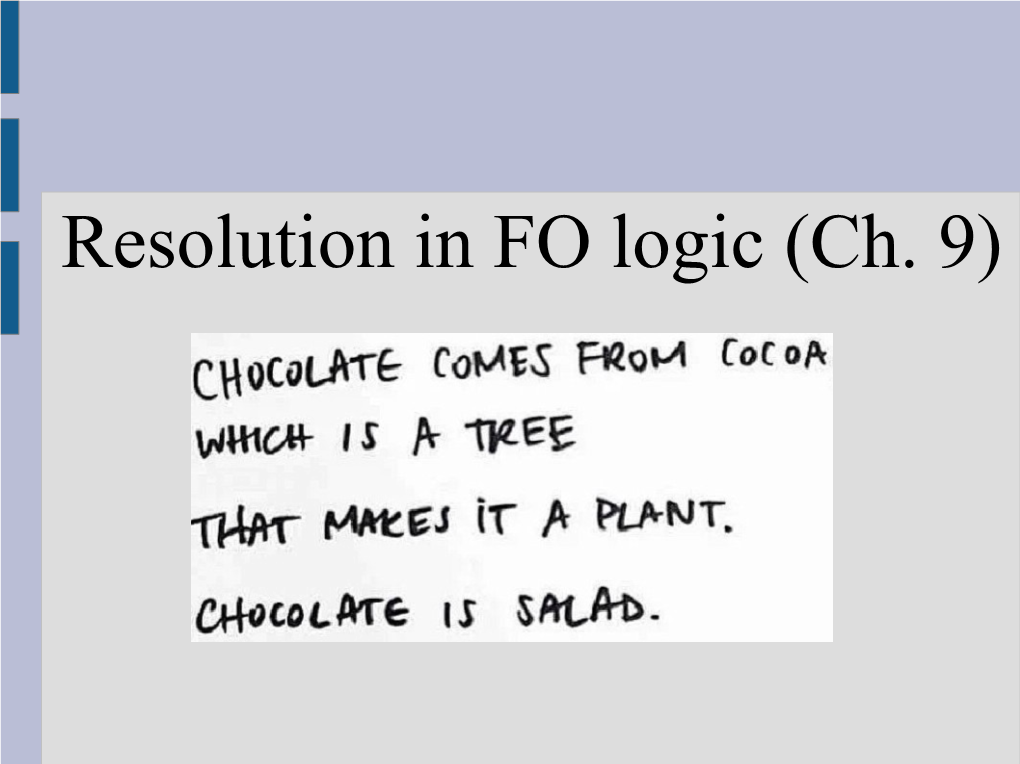 Resolution in FO Logic (Ch