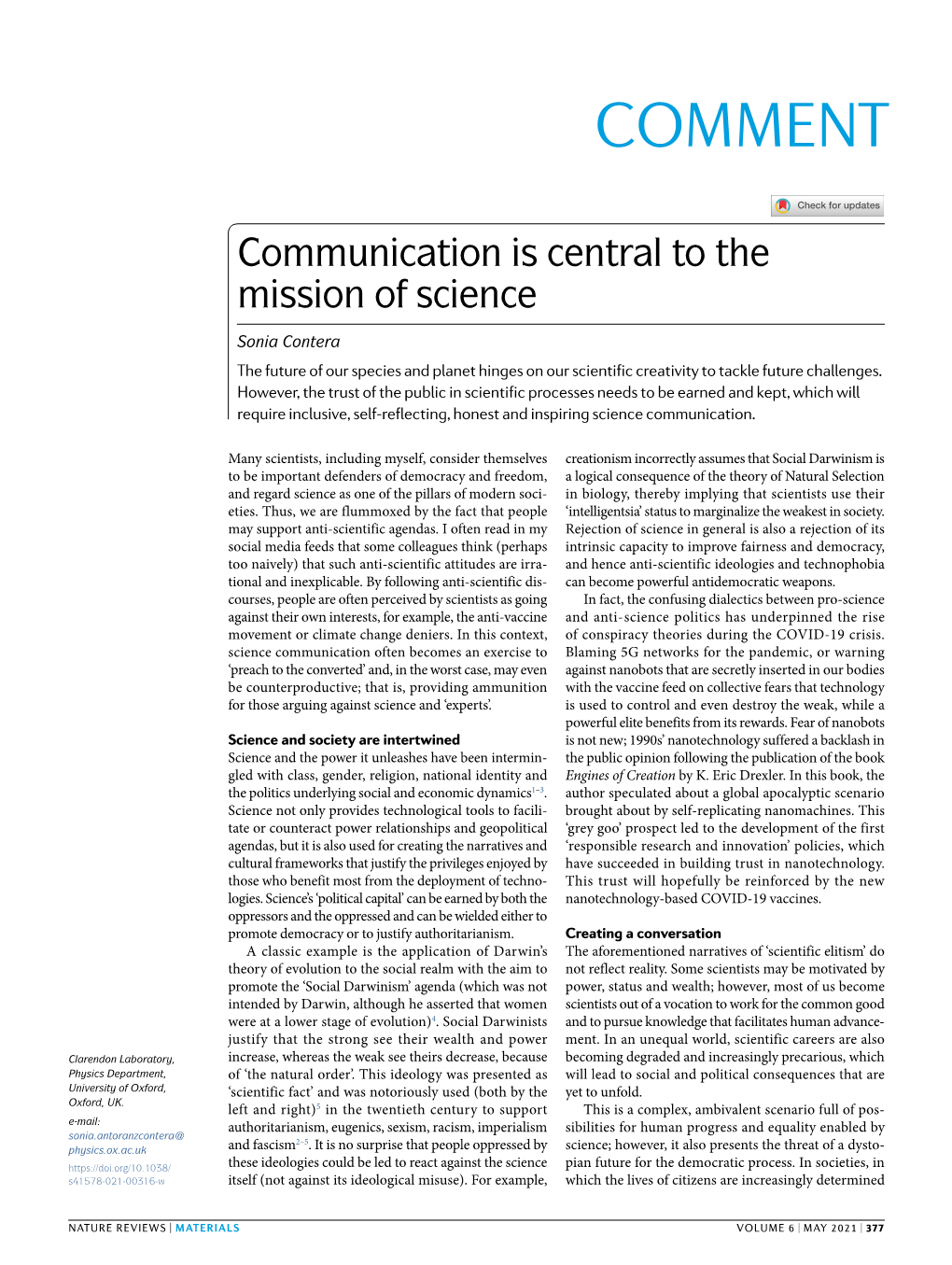 Communication Is Central to the Mission of Science