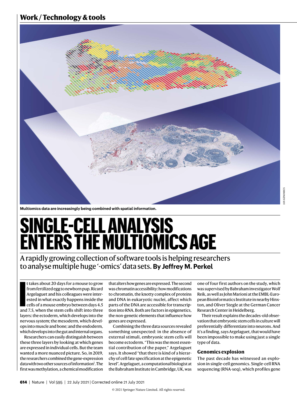 SINGLE-CELL ANALYSIS ENTERS the MULTIOMICS AGE a Rapidly Growing Collection of Software Tools Is Helping Researchers to Analyse Multiple Huge ‘-Omics’ Data Sets