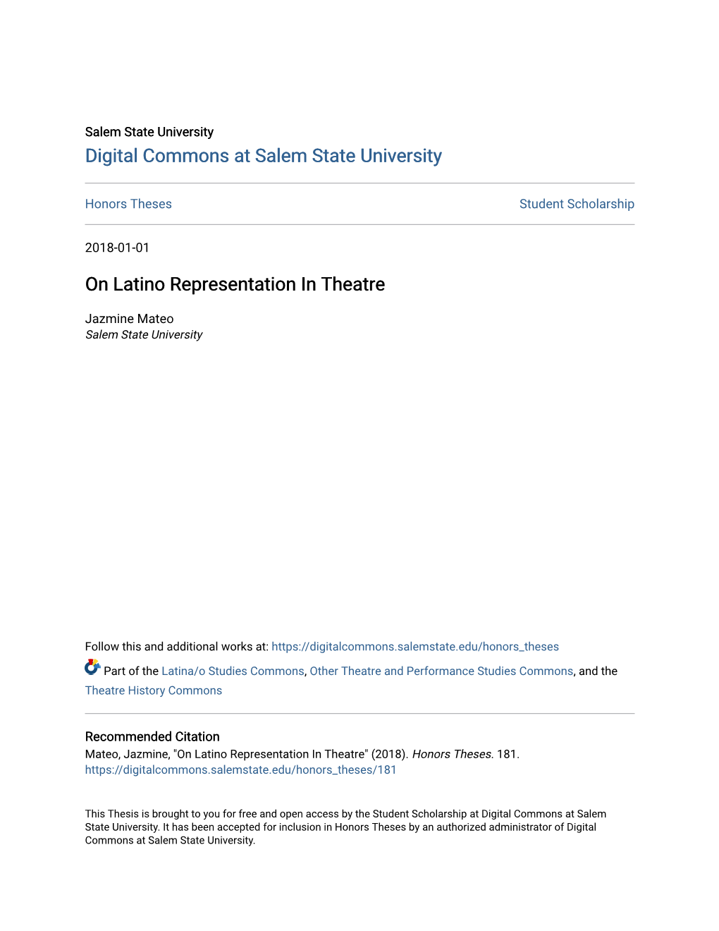 On Latino Representation in Theatre