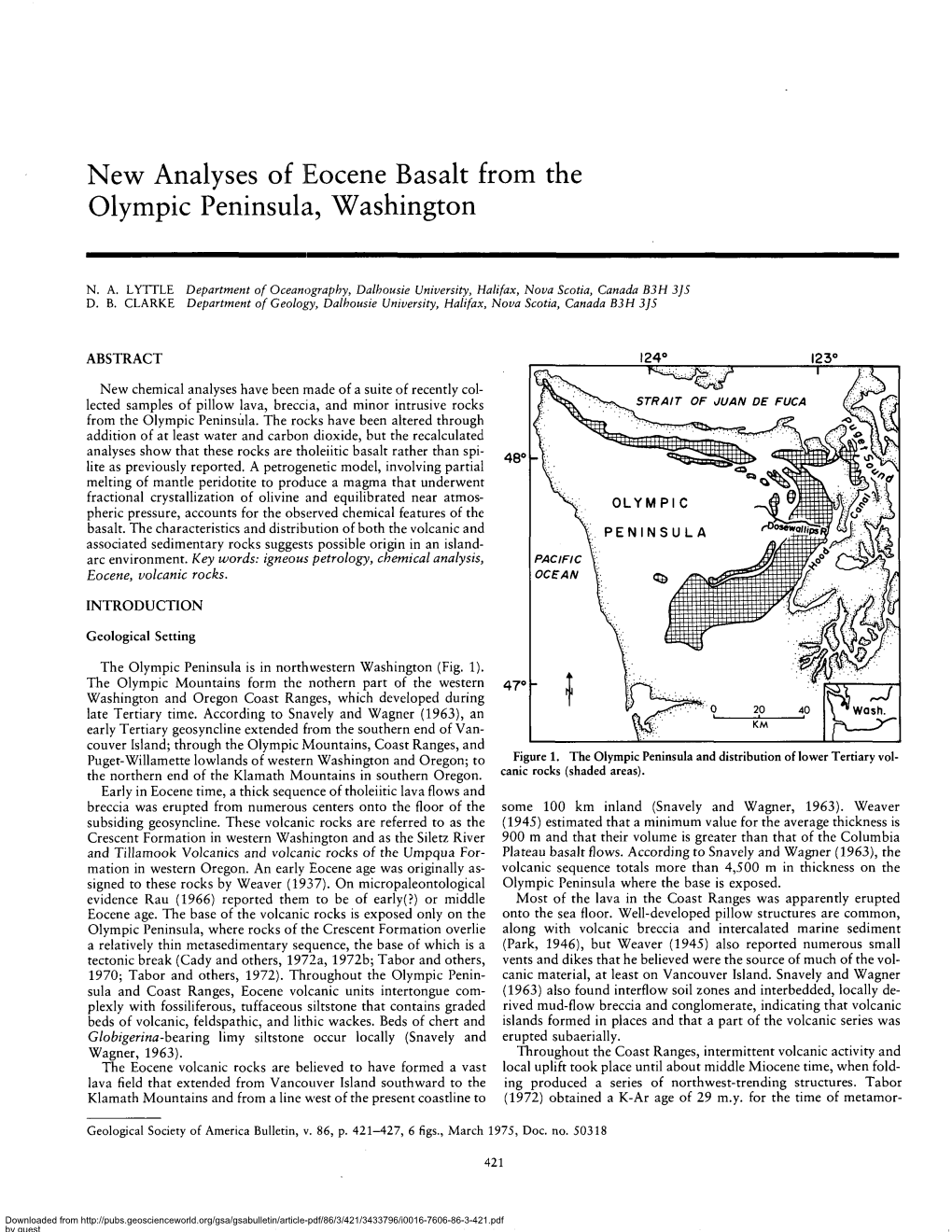 New Analyses of Eocene Basalt from the Olympic Peninsula, Washington