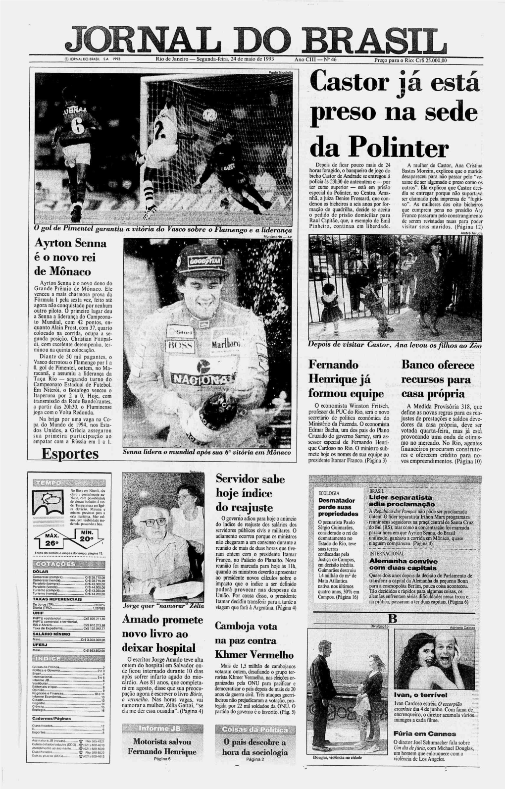 CJ JORNAL DO BRASIL SA 1993 Rio De Janeiro — Segunda-Feira, 24 De