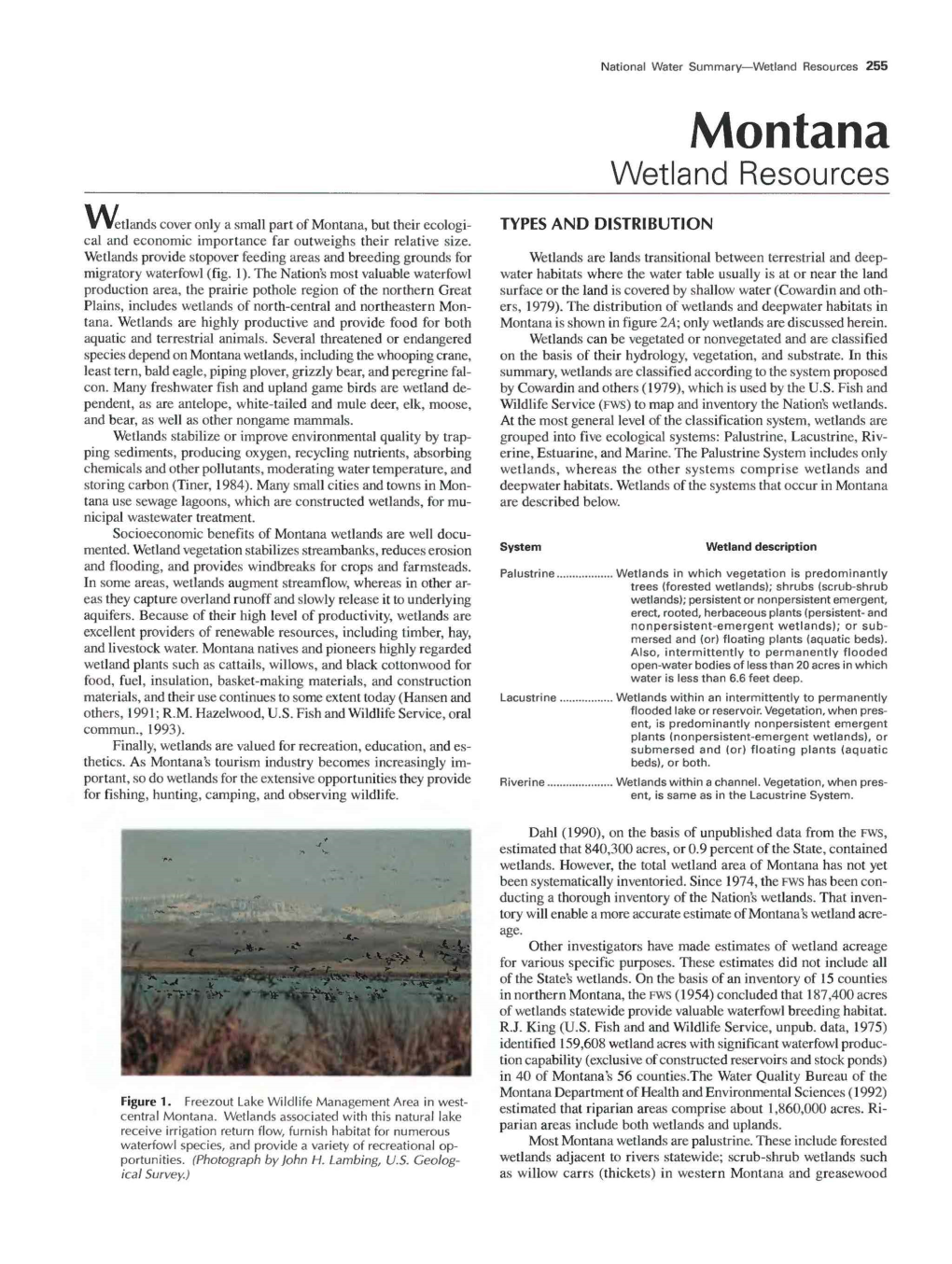 National Water Summary Wetland Resources: Montana