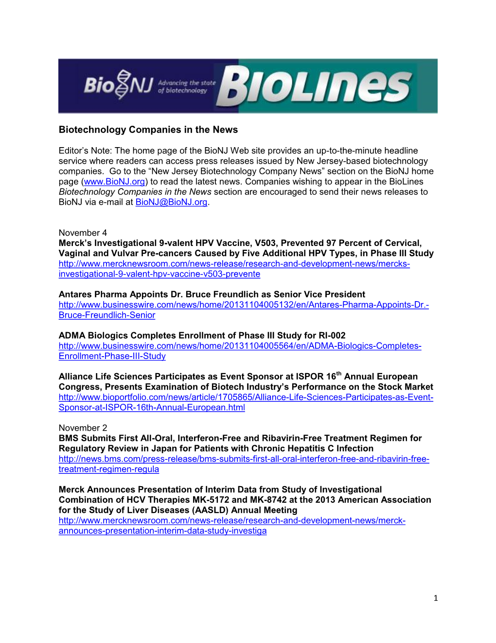 Biotechnology Companies in the News