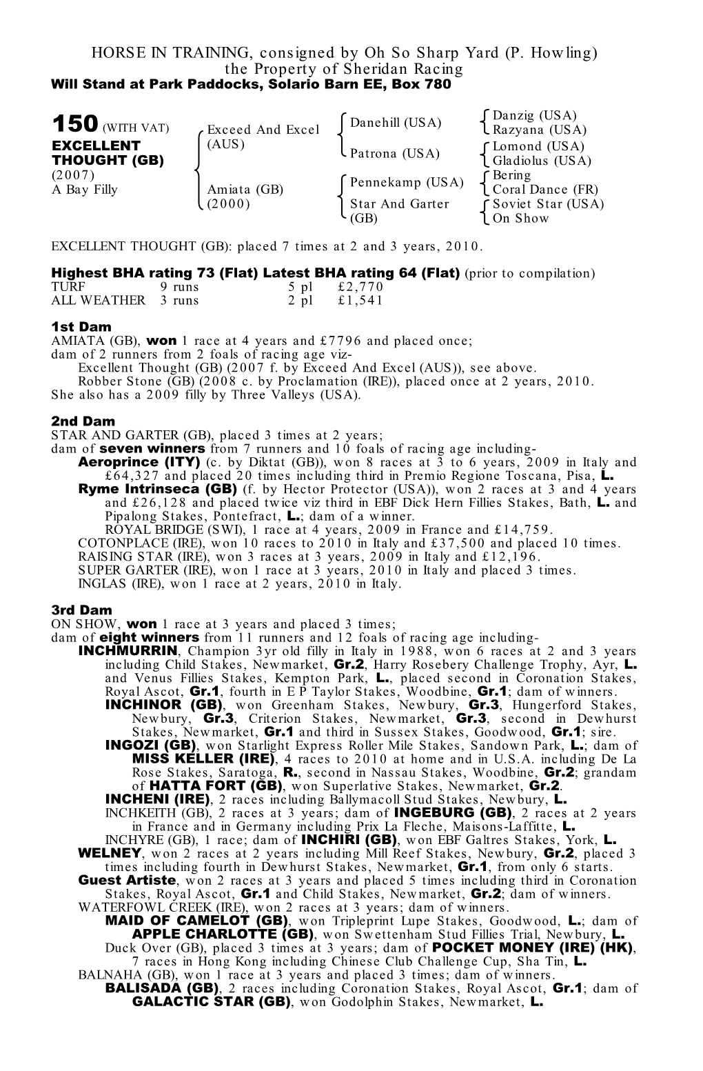 HORSE in TRAINING, Consigned by Conkwell Grange