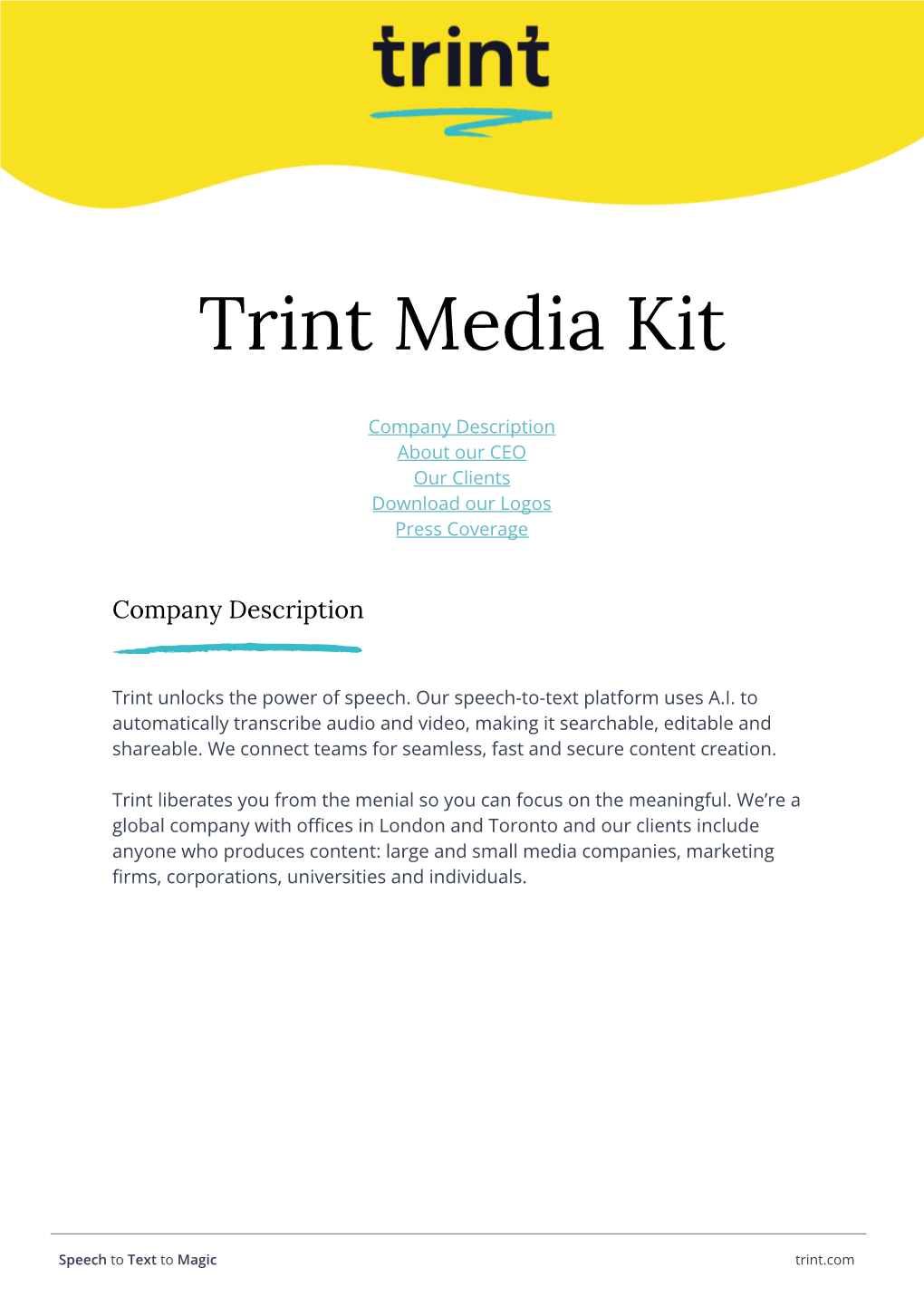 Trint Media Kit