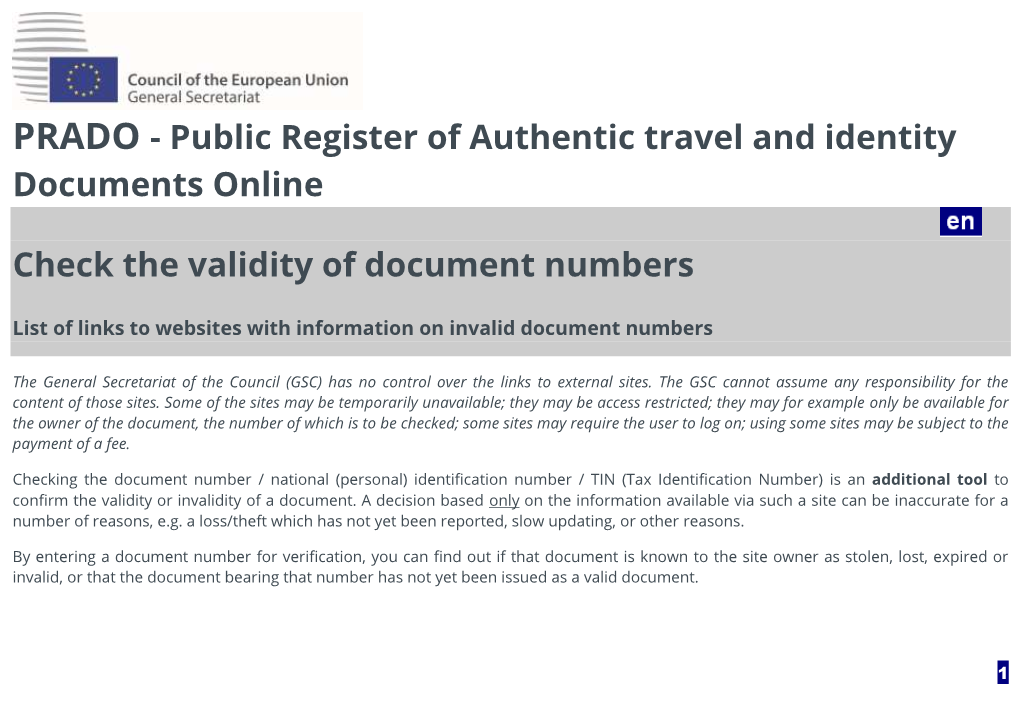 Check the Validity of Document Numbers