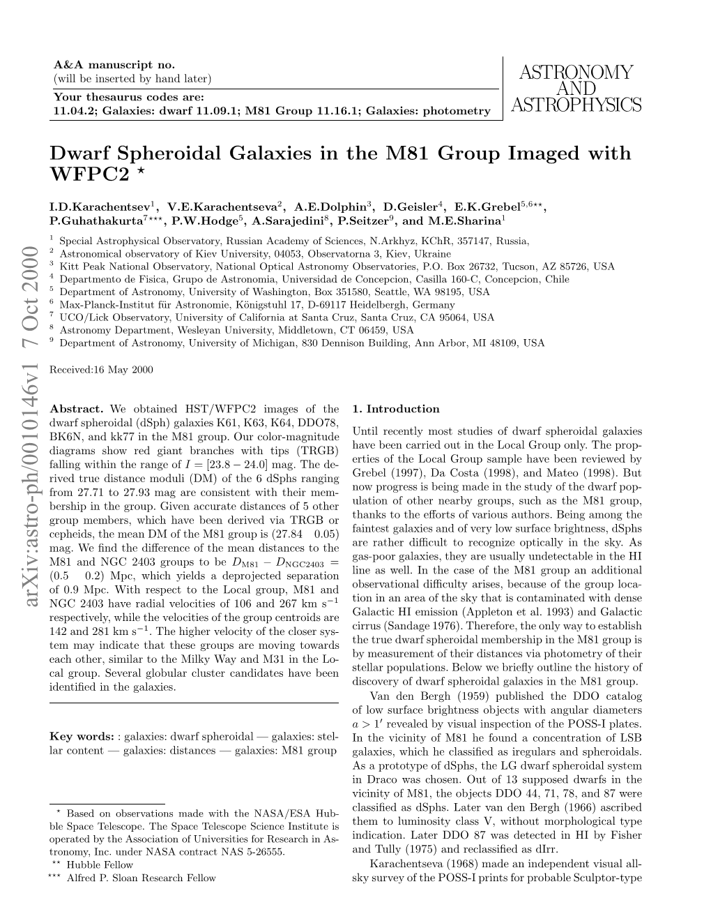 Dwarf Spheroidal Galaxies in the M81 Group Imaged with WFPC2