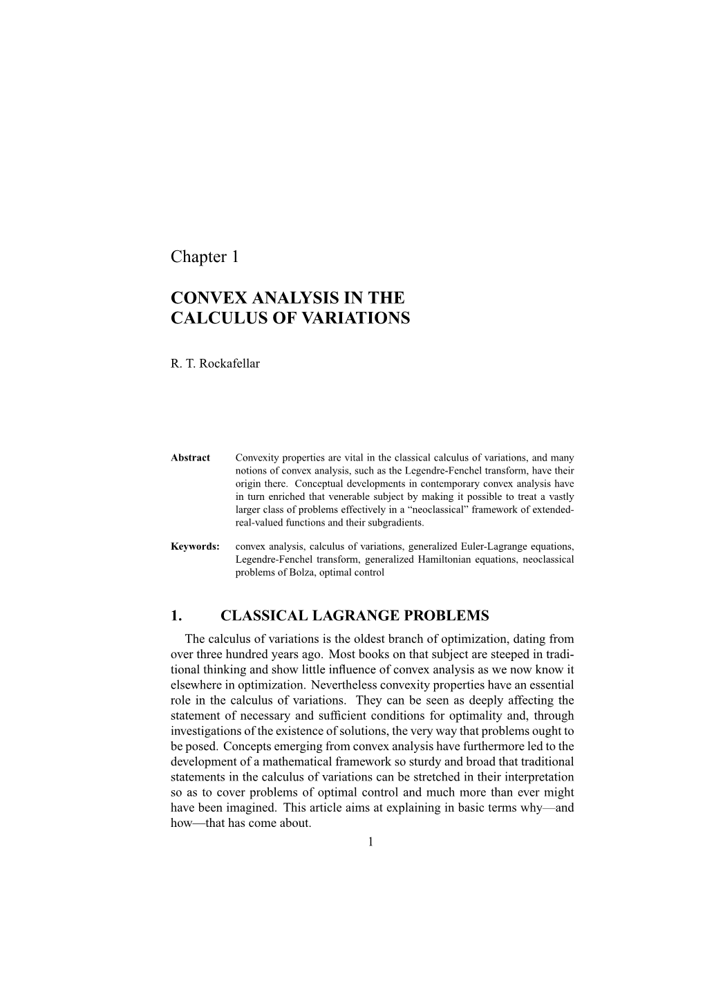 Chapter 1 CONVEX ANALYSIS in the CALCULUS of VARIATIONS