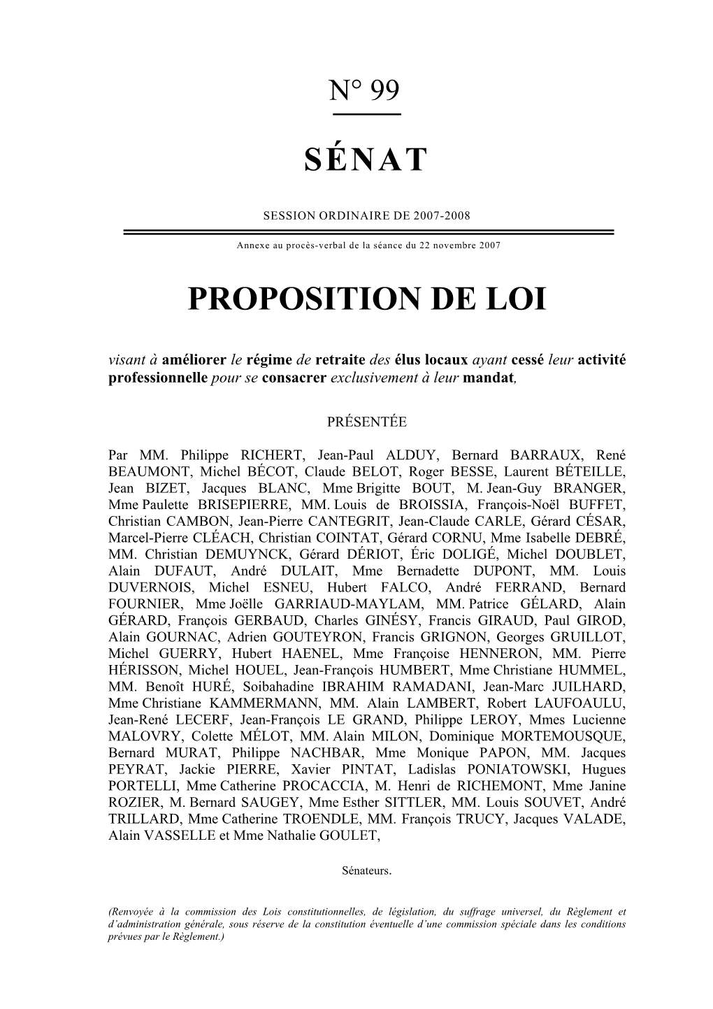 Sénat Proposition De