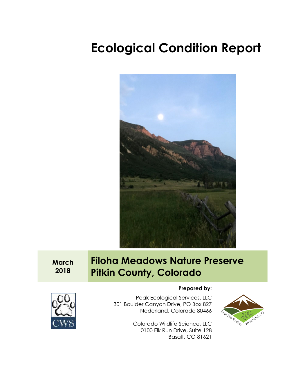 Filoha Meadows Ecological Condition Report