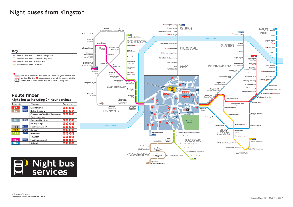 Night Buses from Kingston