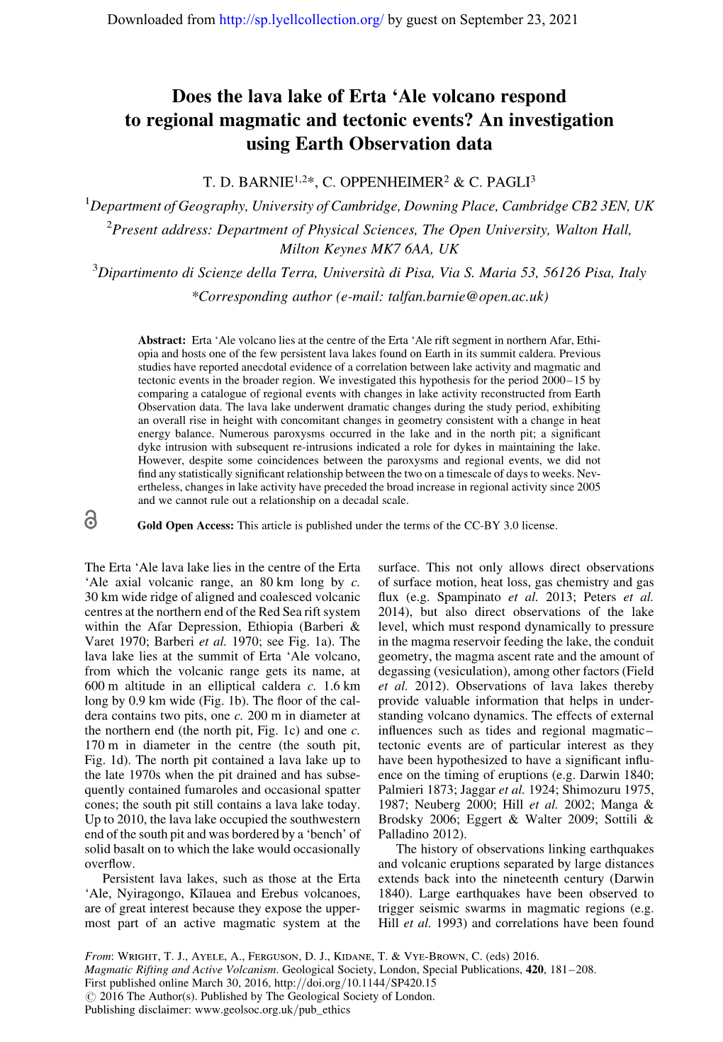 Does the Lava Lake of Erta 'Ale Volcano Respond to Regional Magmatic And