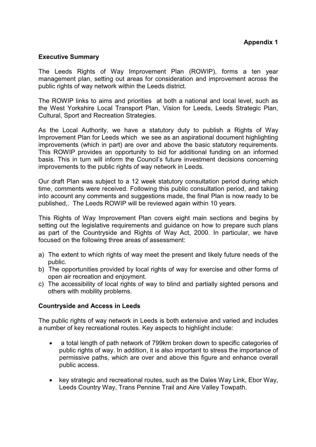 Appendix 1 Executive Summary the Leeds Rights