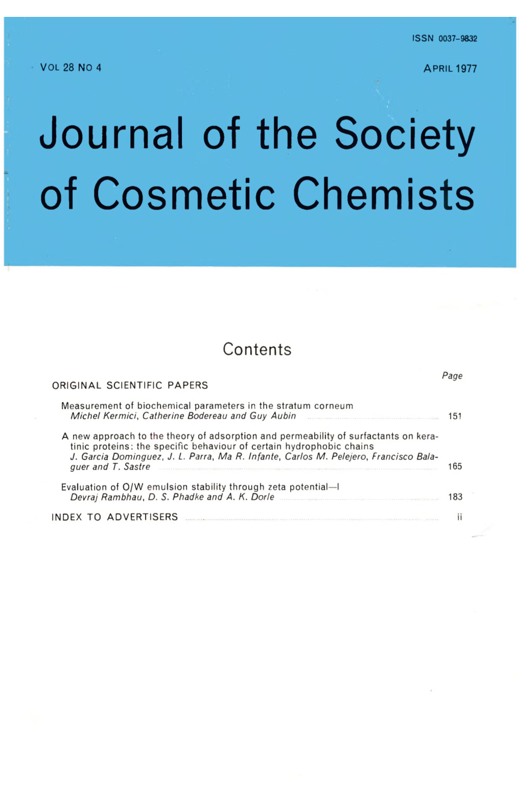 Journal of the Society of Cosmetic Chemists 1977 Volume.28 No.4