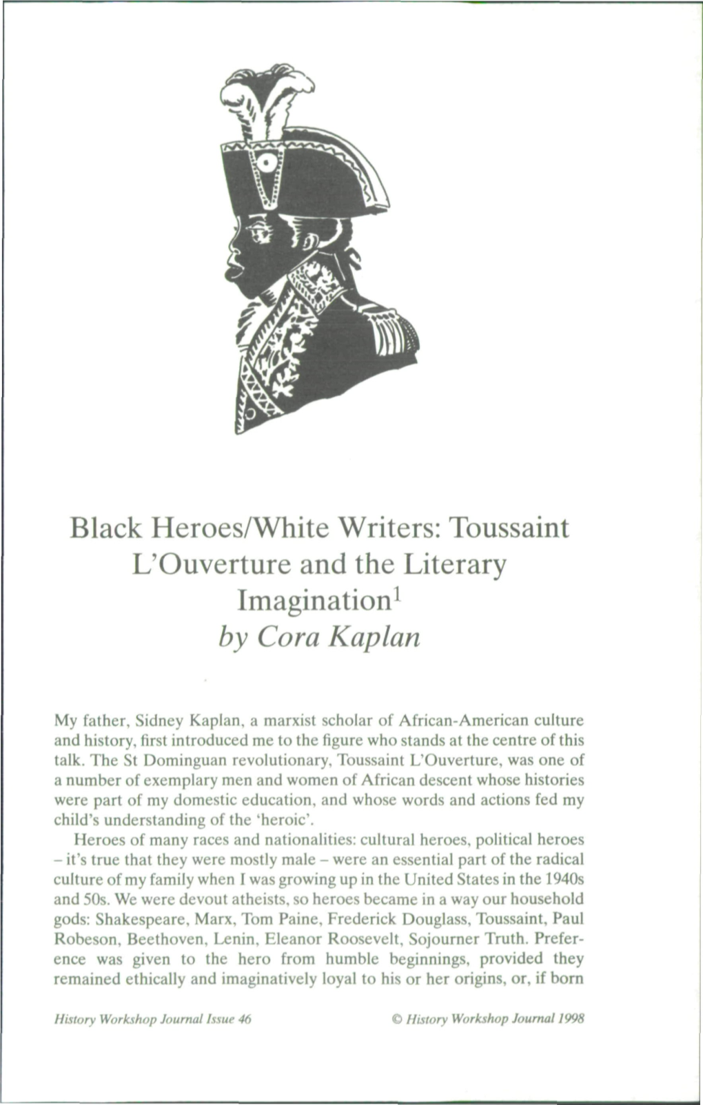 Toussaint L'ouverture and the Literary Imagination1 by Cora Kaplan