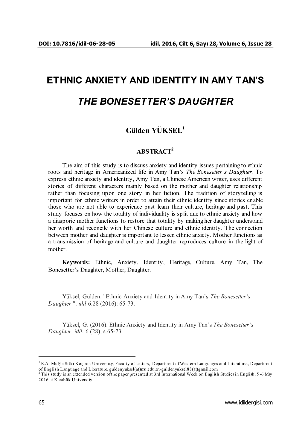 Ethnic Anxiety and Identity in Amy Tan's the Bonesetter's