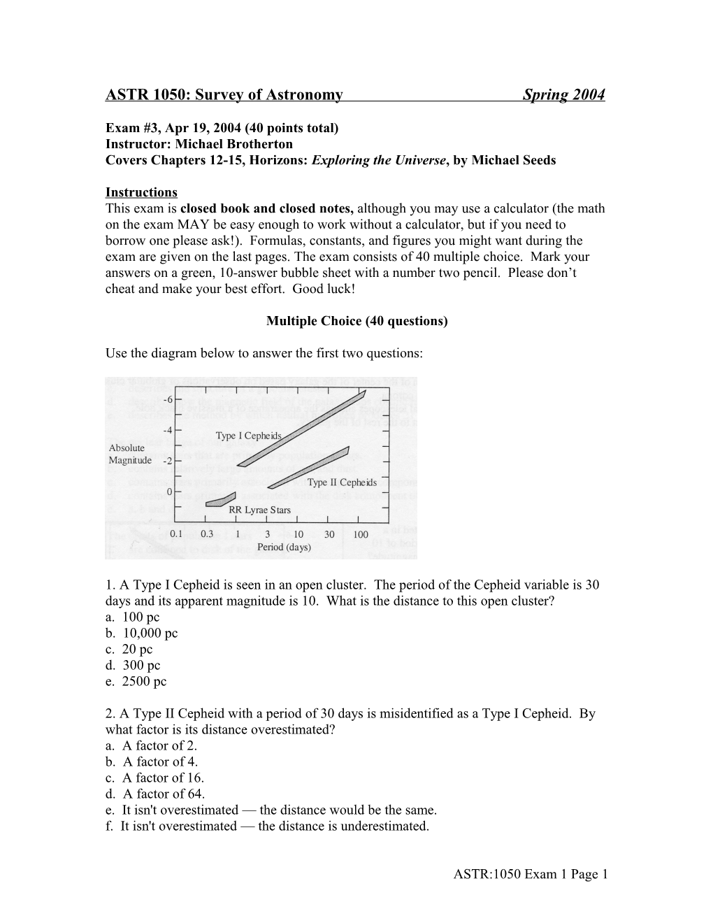 ASTR 1050: Survey of Astronomy