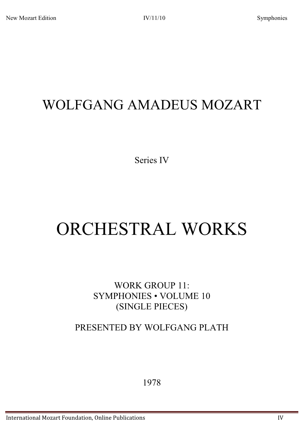 Orchestral Works