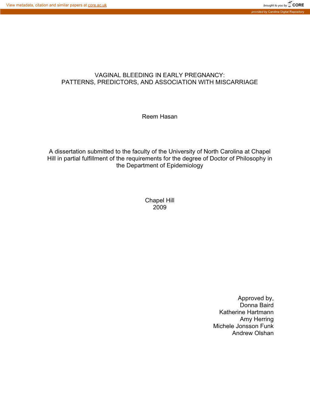 Vaginal Bleeding in Early Pregnancy: Patterns, Predictors, and Association with Miscarriage