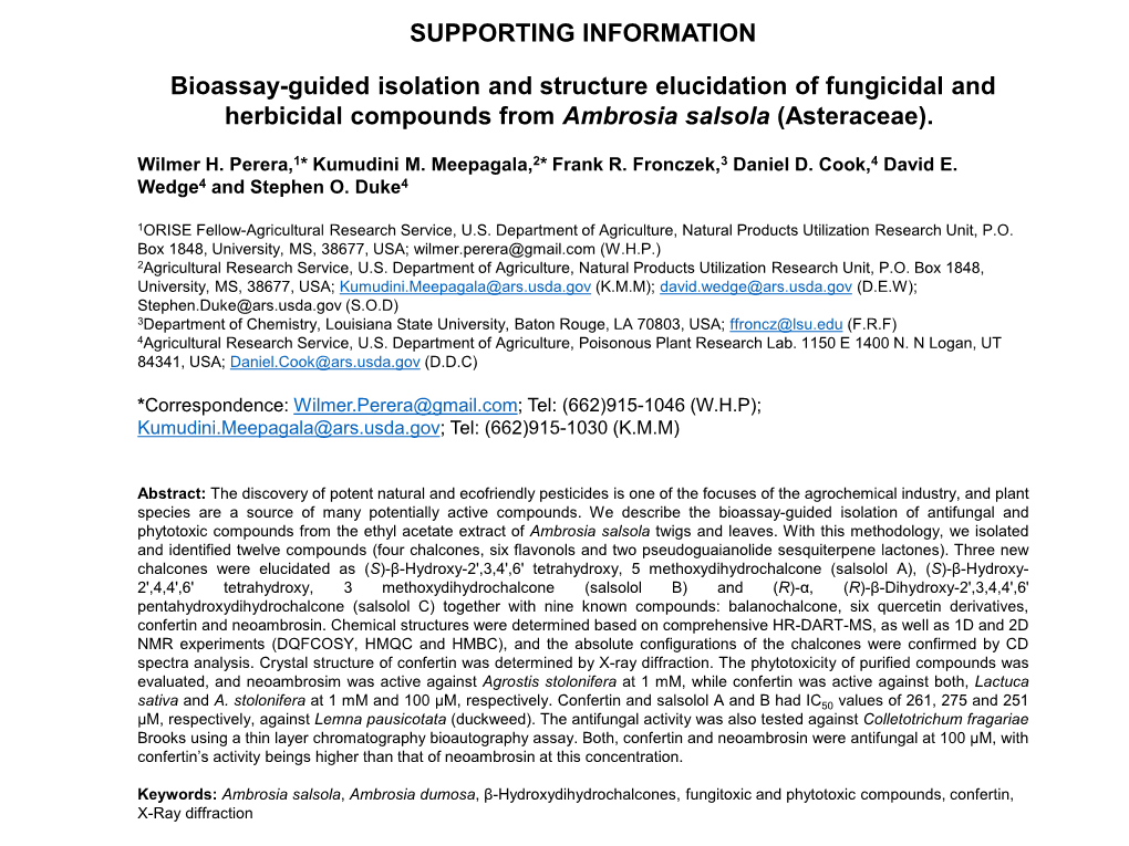 SUPPORTING INFORMATION Bioassay-Guided Isolation And