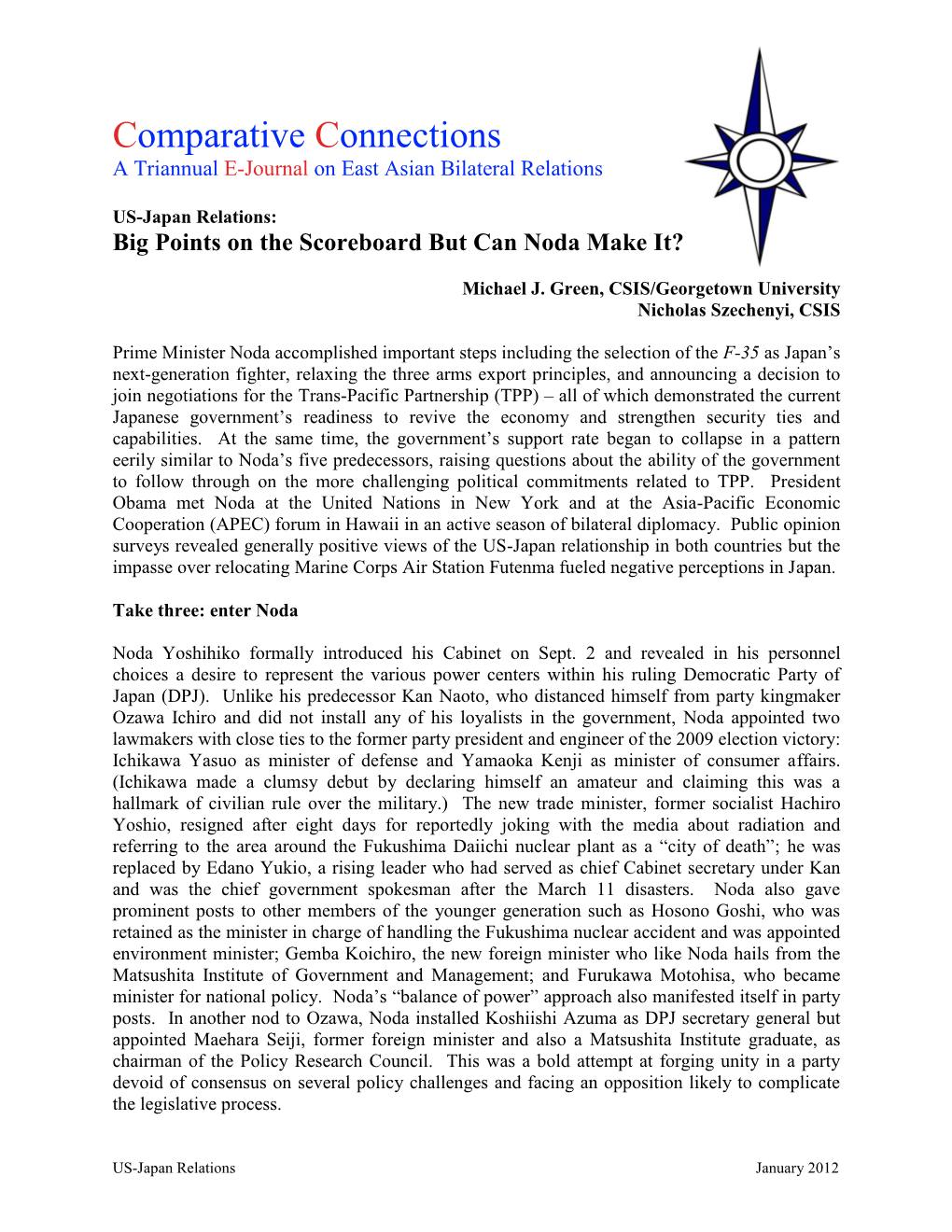 Comparative Connections a Triannual E-Journal on East Asian Bilateral Relations