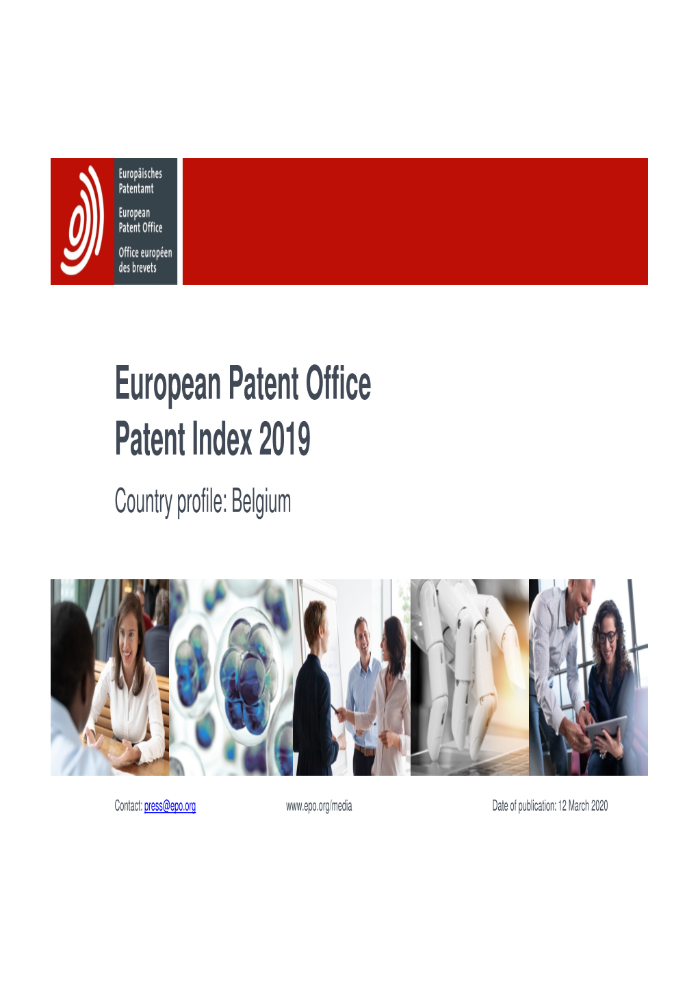 European Patent Office Patent Index 2019 Country Profile: Belgium