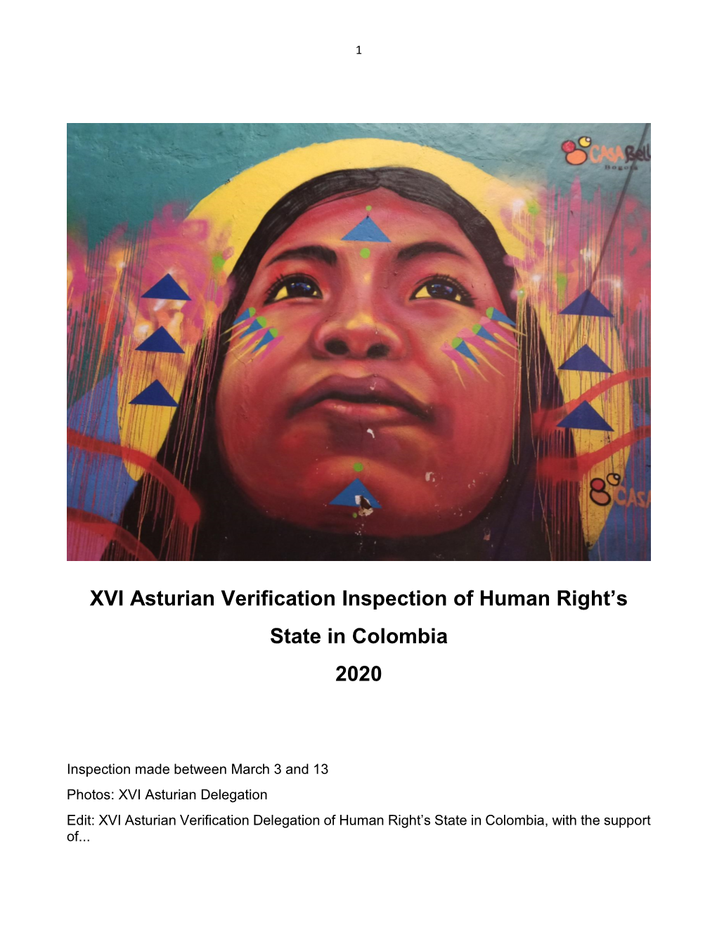 XVI Asturian Verification Inspection of Human Right's State in Colombia