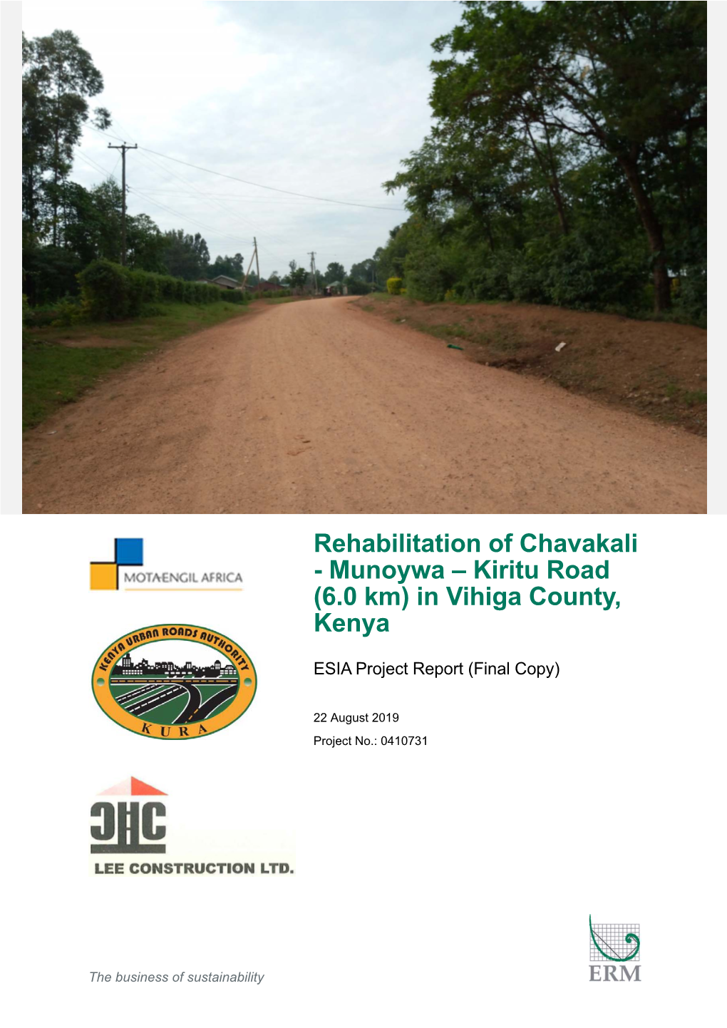 Munoywa – Kiritu Road (6.0 Km) in Vihiga County, Kenya Document Subtitle ESIA Project Report (Final Copy) Project No