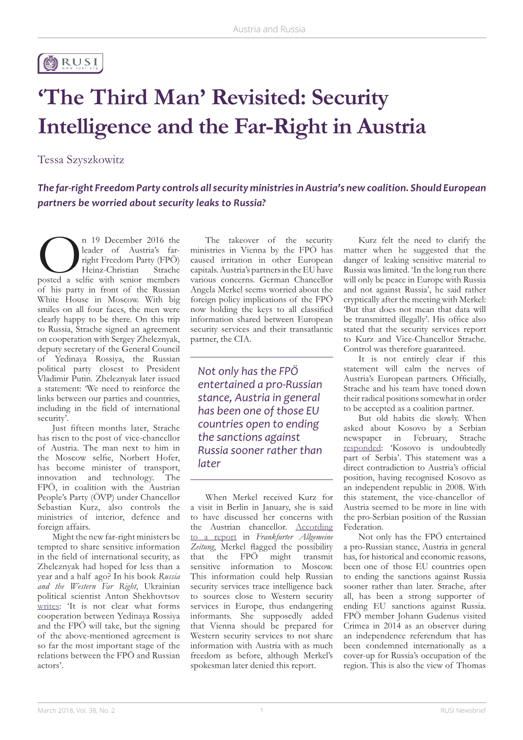 Security Intelligence and the Far-Right in Austria