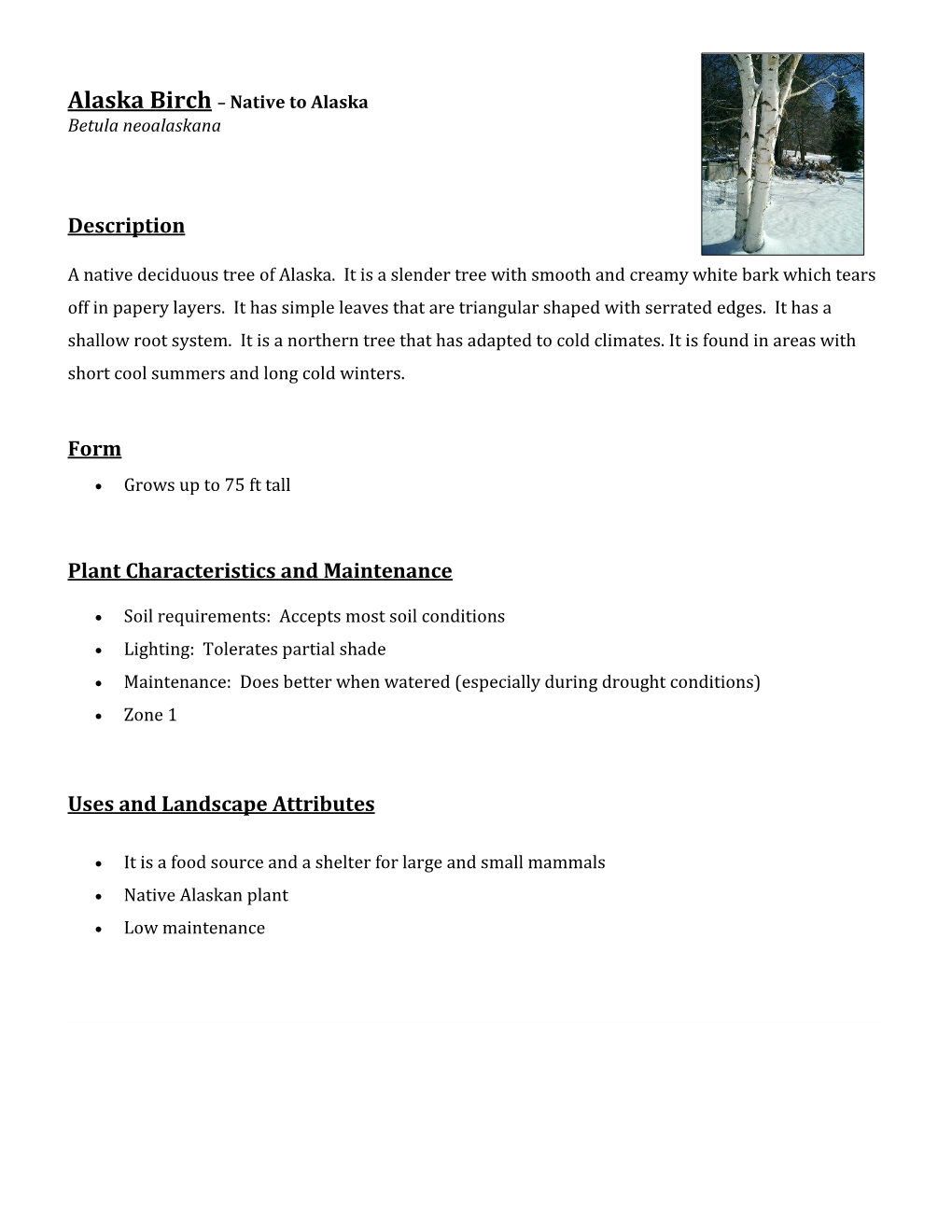 Description Form Plant Characteristics and Maintenance Uses And