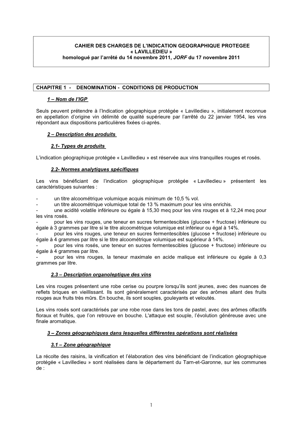 Cahier Des Charges De L'indication Geographique Protegee