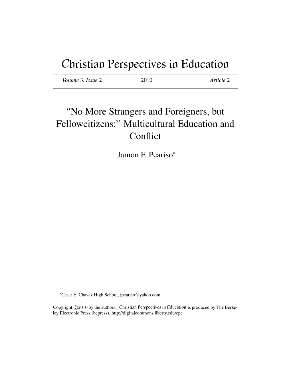 Christian Perspectives in Education