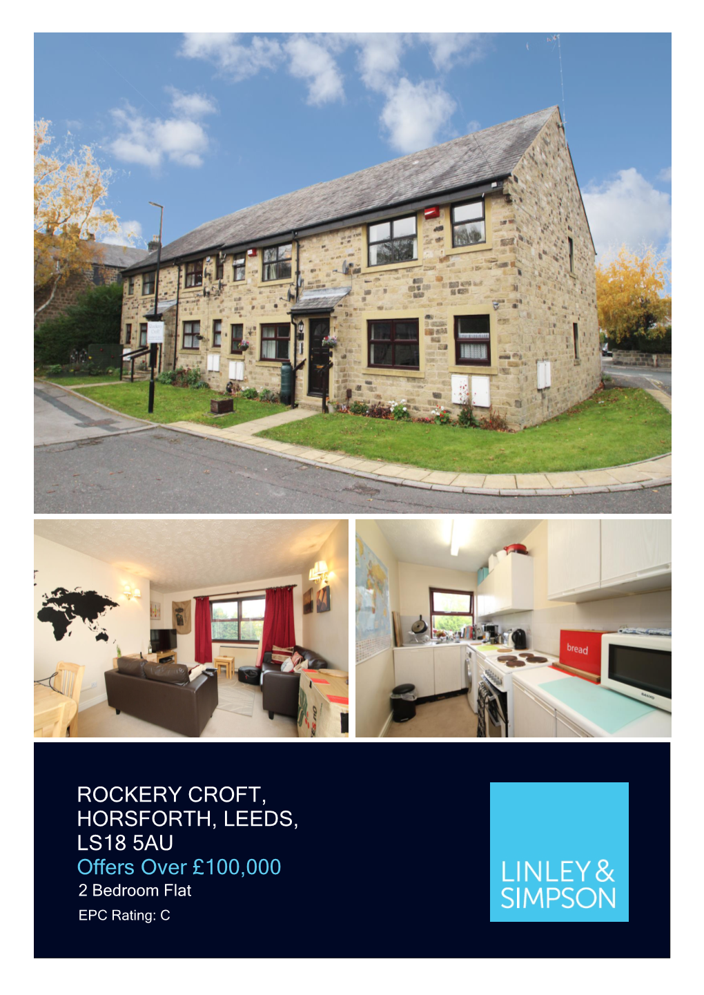 ROCKERY CROFT, HORSFORTH, LEEDS, LS18 5AU Offers Over £100,000 2 Bedroom Flat EPC Rating: C for SALE by MODERN METHOD of AUCTION