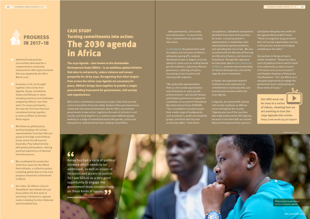 The 2030 Agenda in Africa