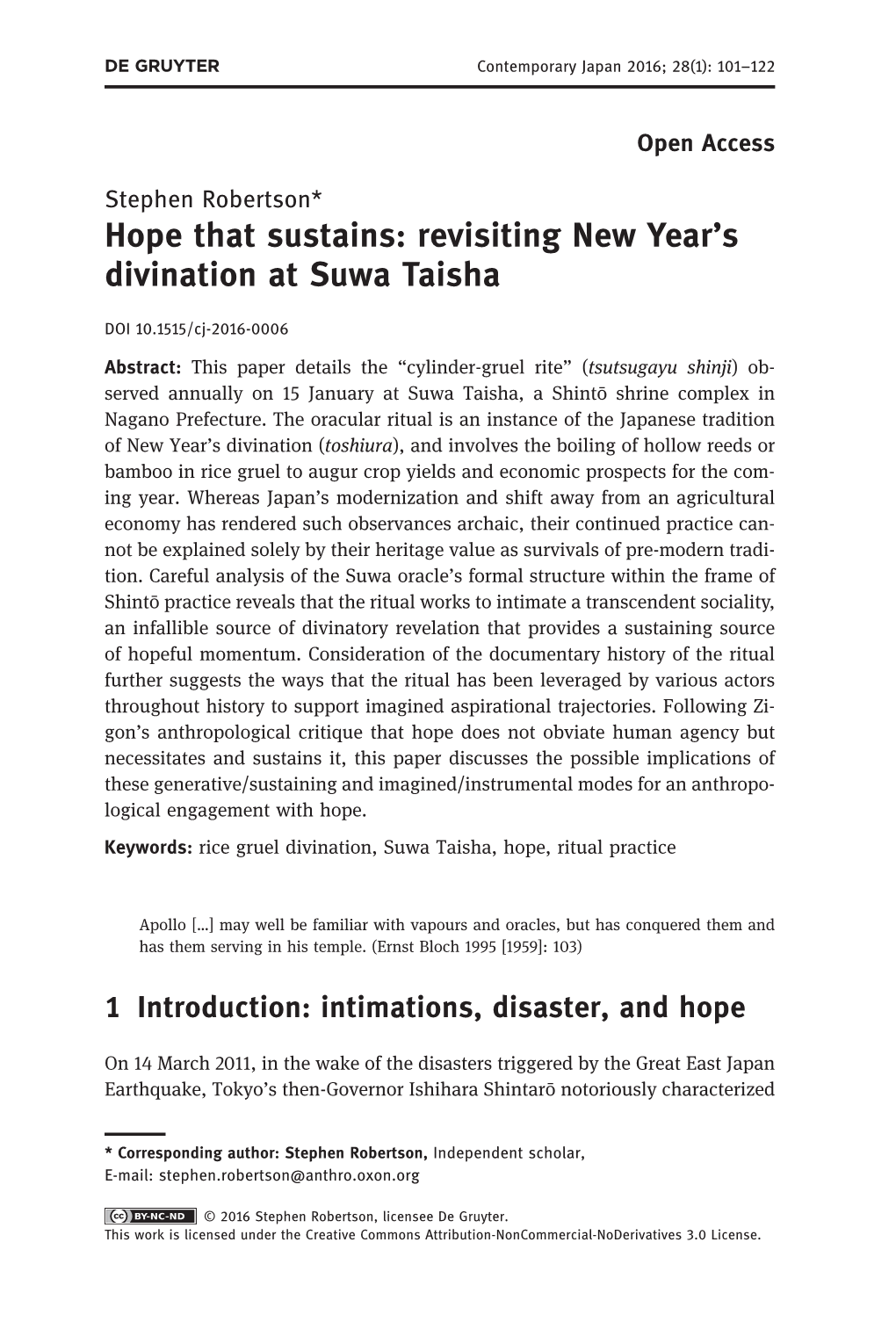 Revisiting New Year's Divination at Suwa Taisha