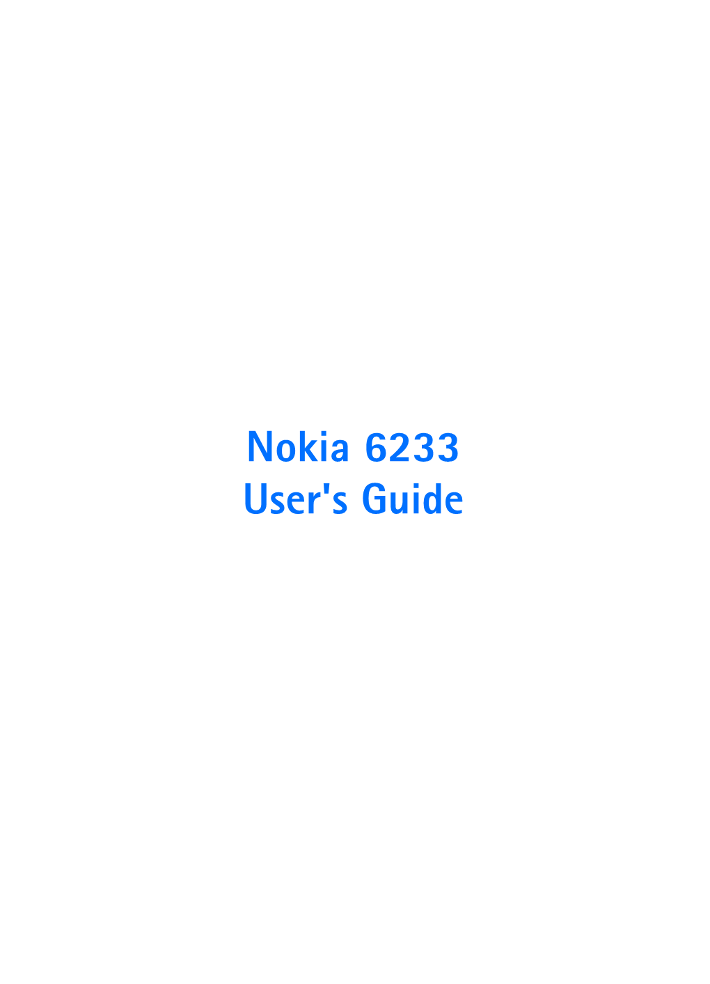 Nokia 6233 User's Guide