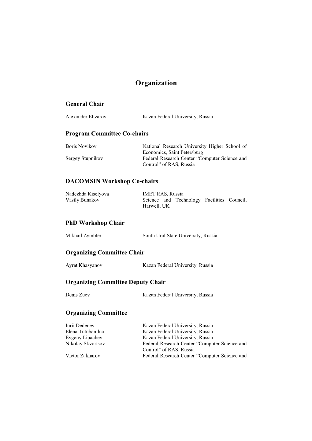 DAMDID/RCDL 2019 Committees