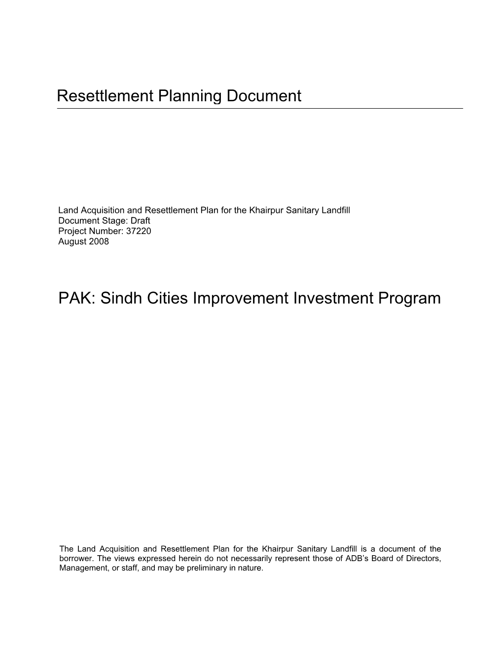 Khairpur Sanitary Landfill, Sindh Cities Improvement Investment