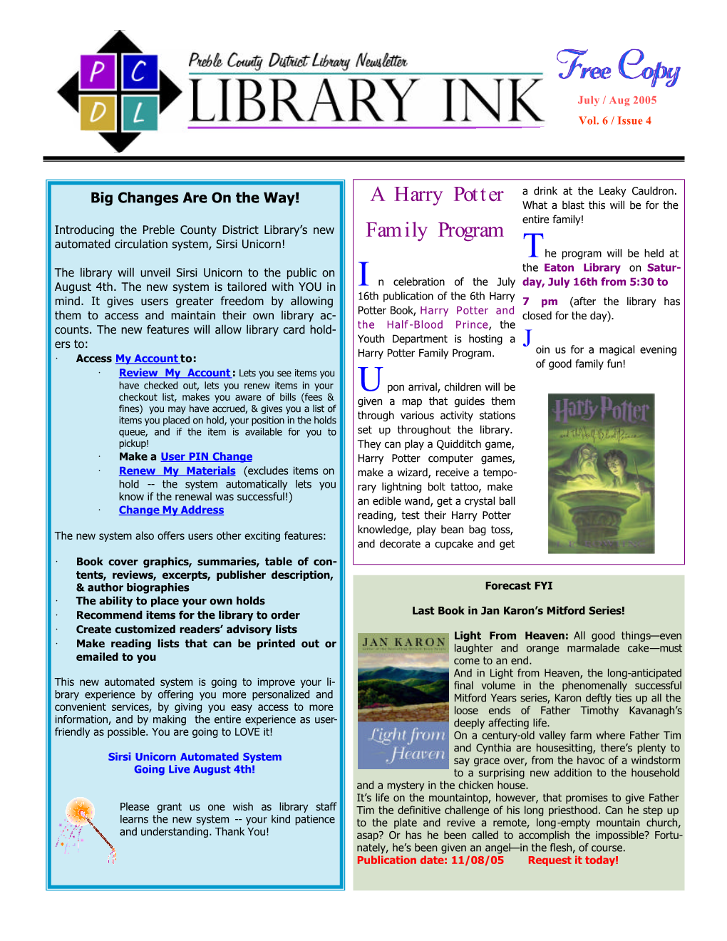 Julyaug Newsletter 2005