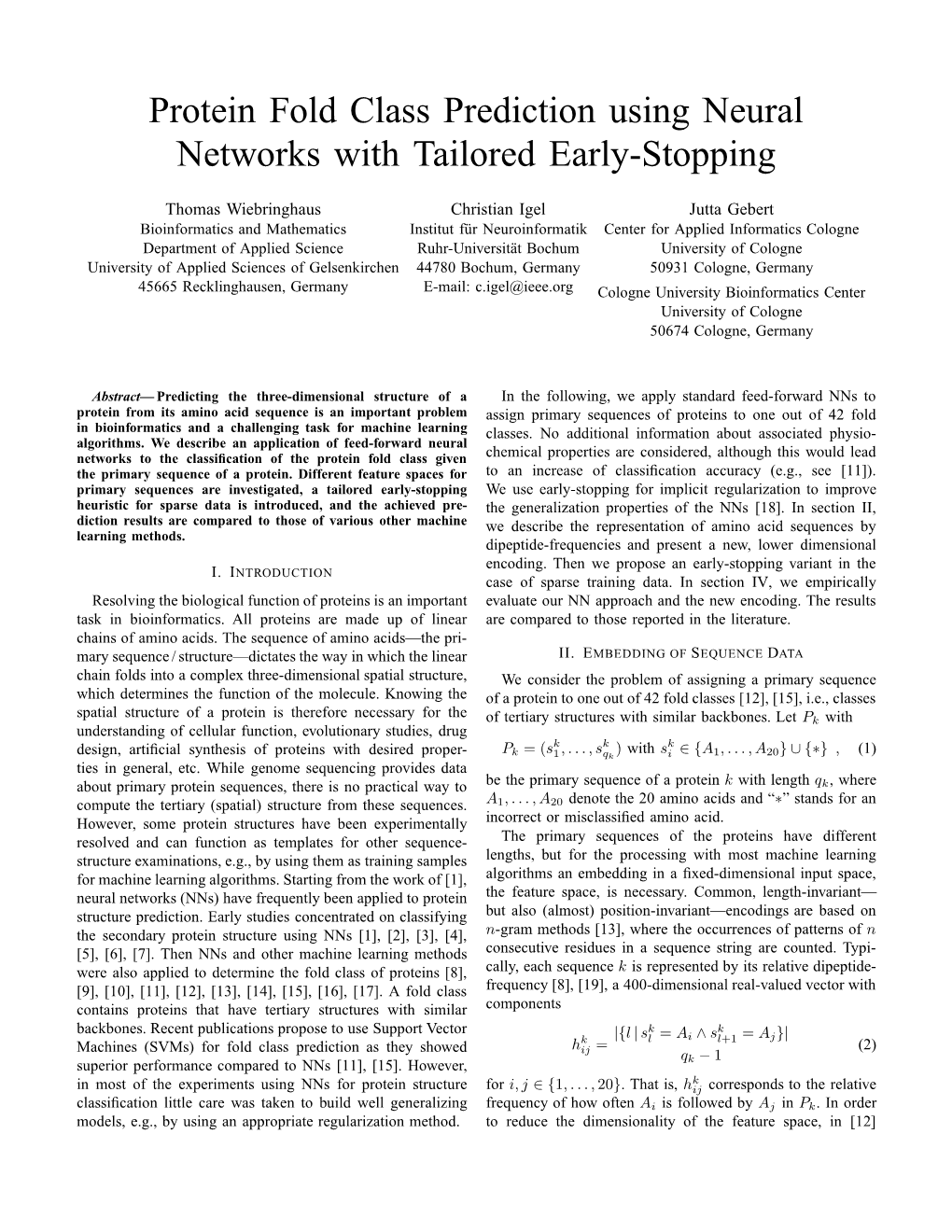 Protein Fold Class Prediction Using Neural Networks with Tailored Early-Stopping