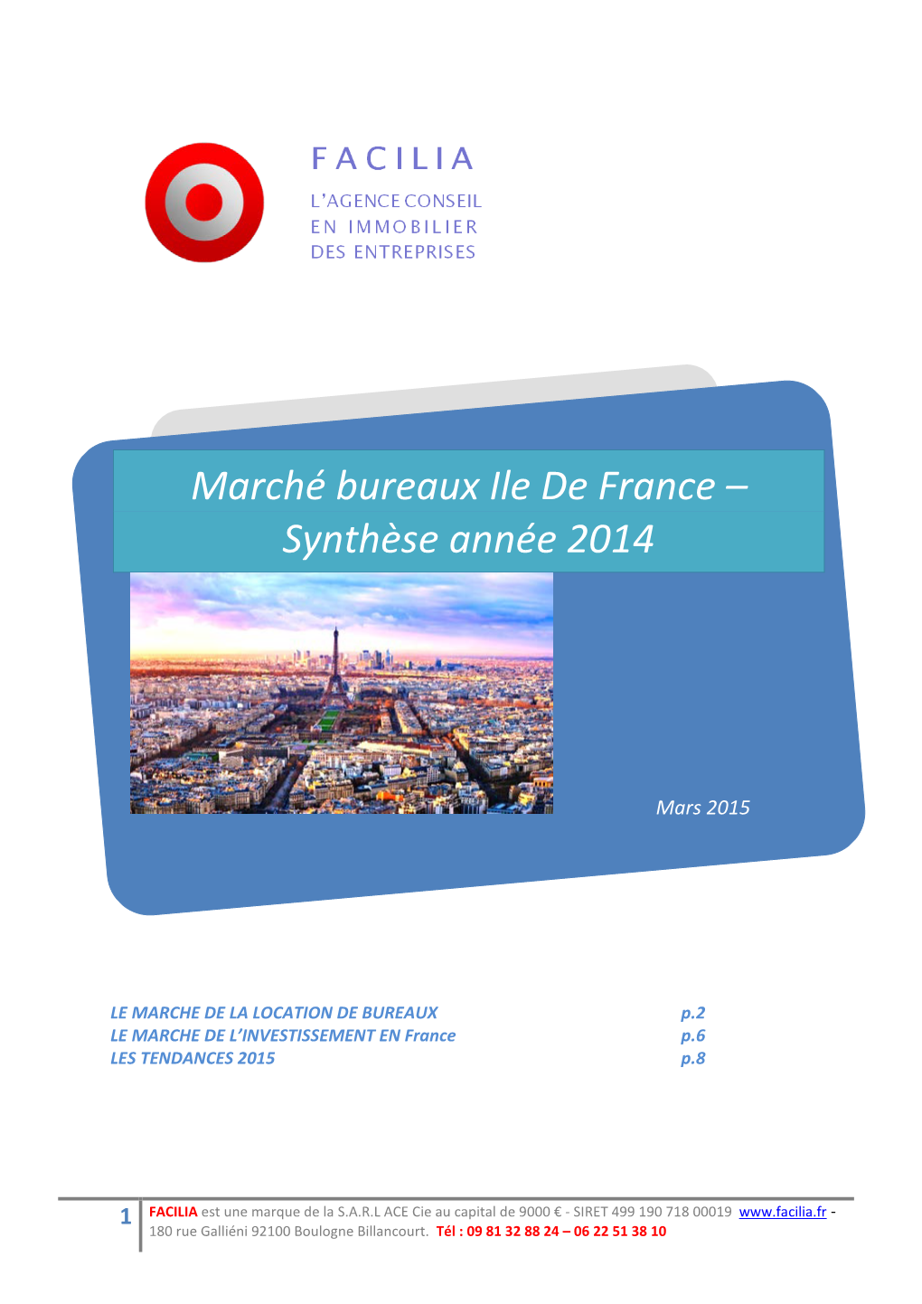 Marché Bureaux Ile De France – Synthèse Année 2014