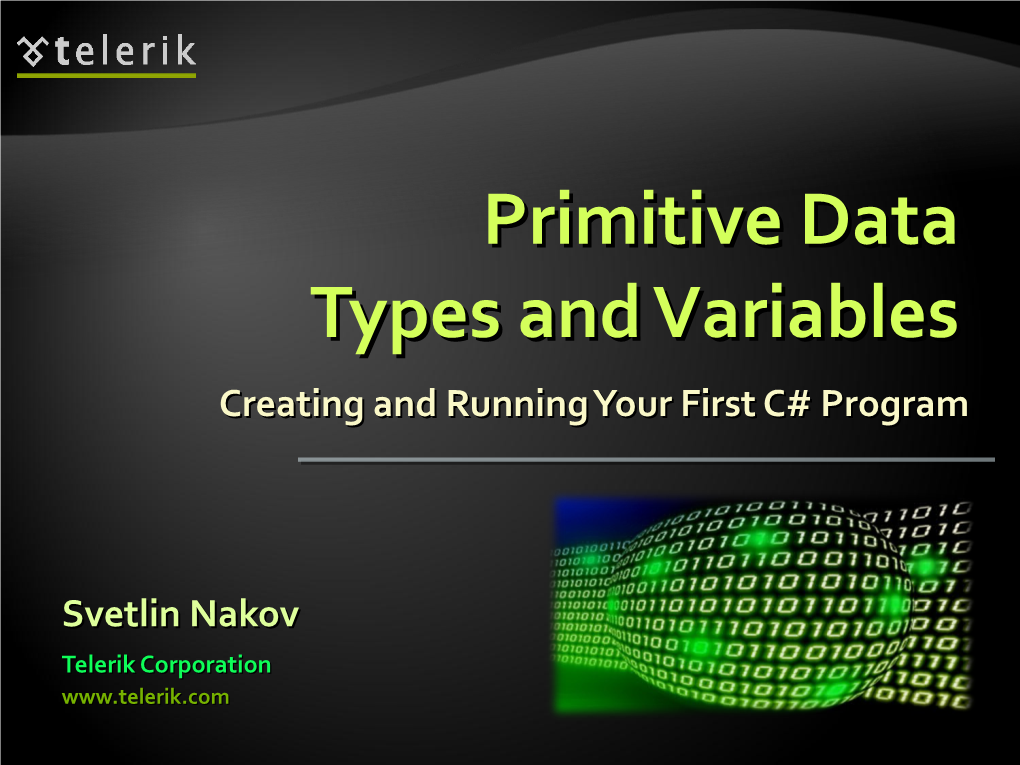 Primitive Data Types and Variables