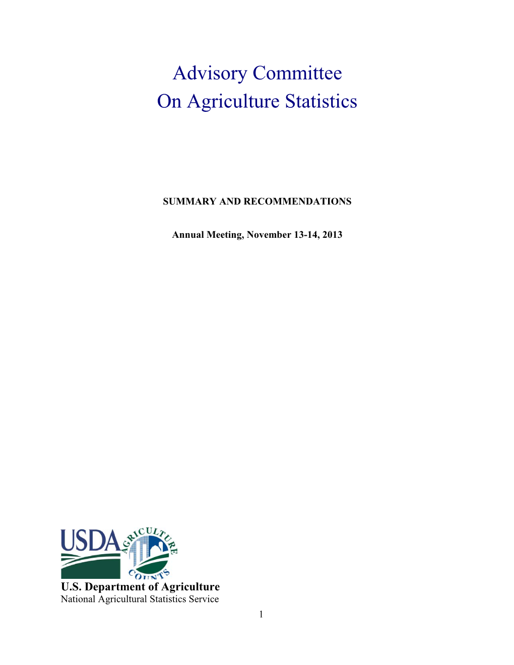 Advisory Committee on Agriculture Statistics