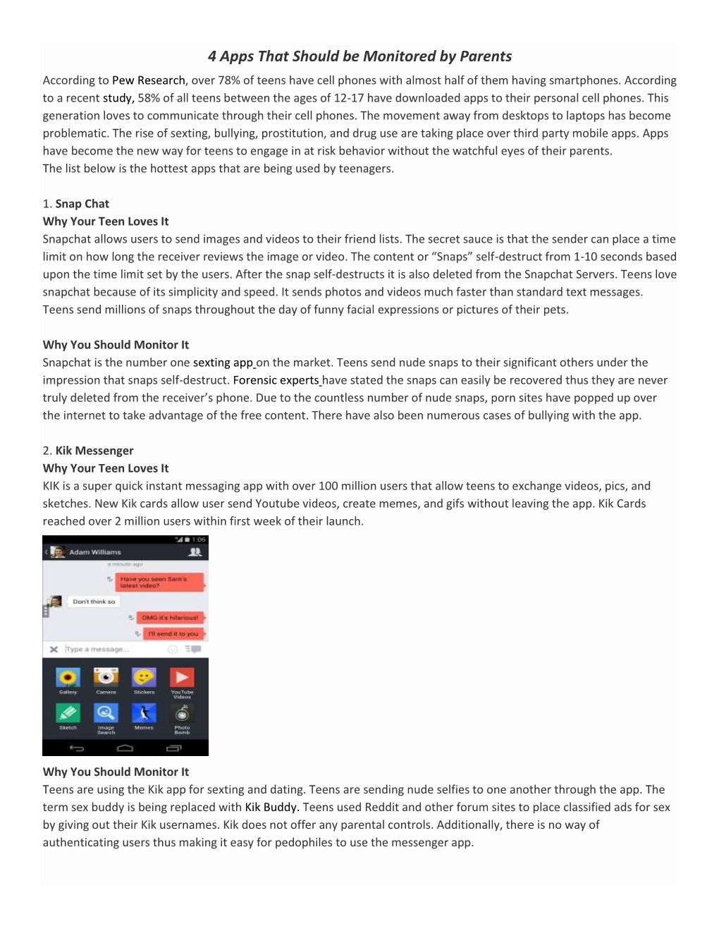 Four Apps Parents Should Monitor: PDF File