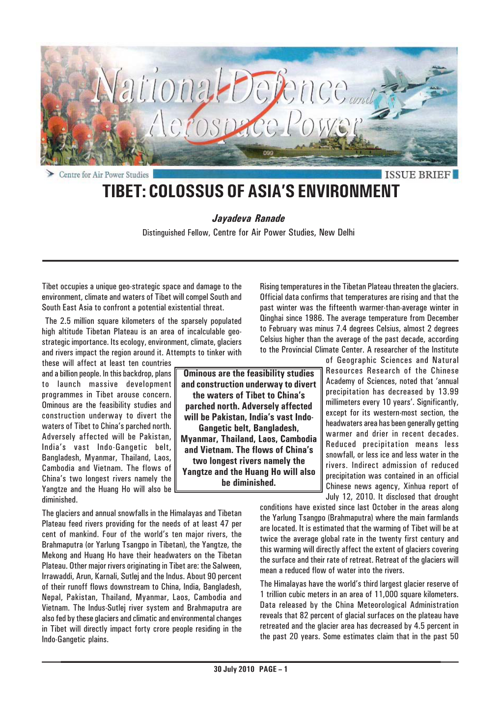 Tibet: Colossus of Asia’S Environment