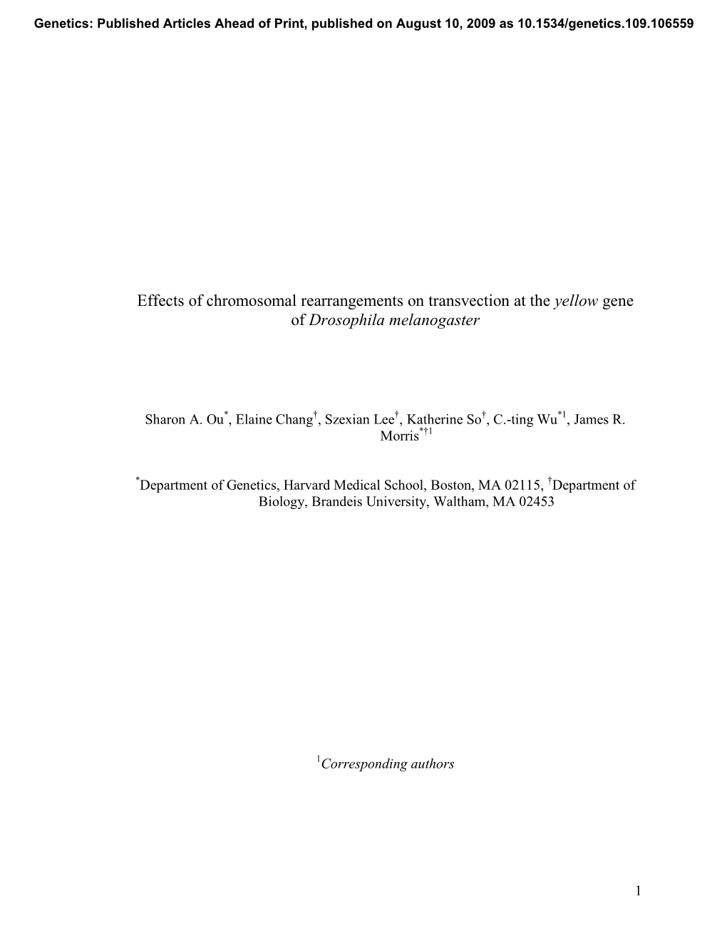 Effects of Chromosomal Rearrangements on Transvection at the Yellow Gene of Drosophila Melanogaster