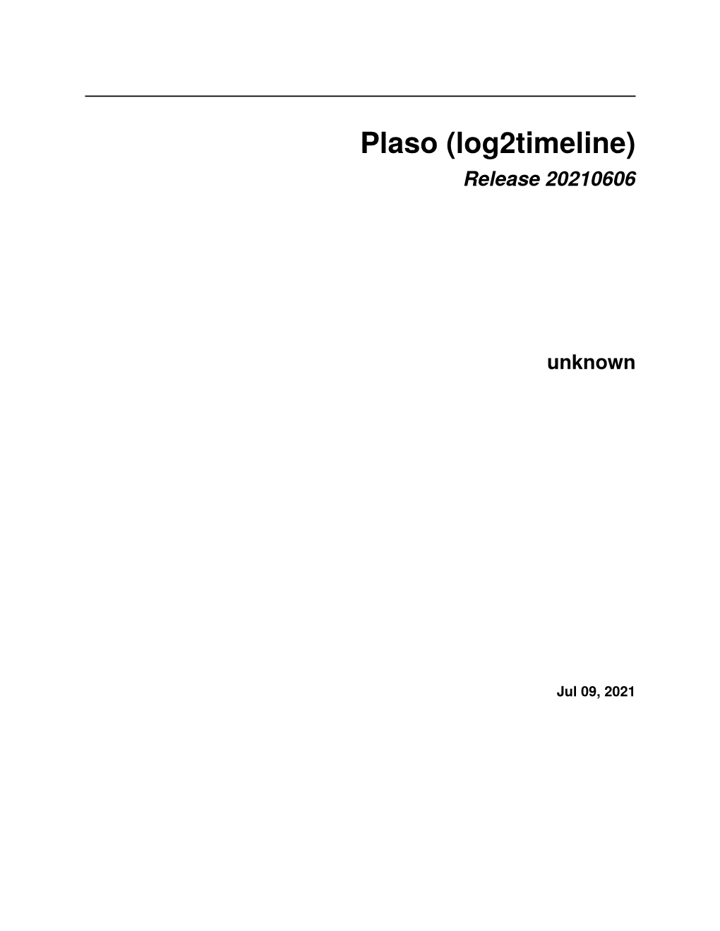 Plaso (Log2timeline) Release 20210606