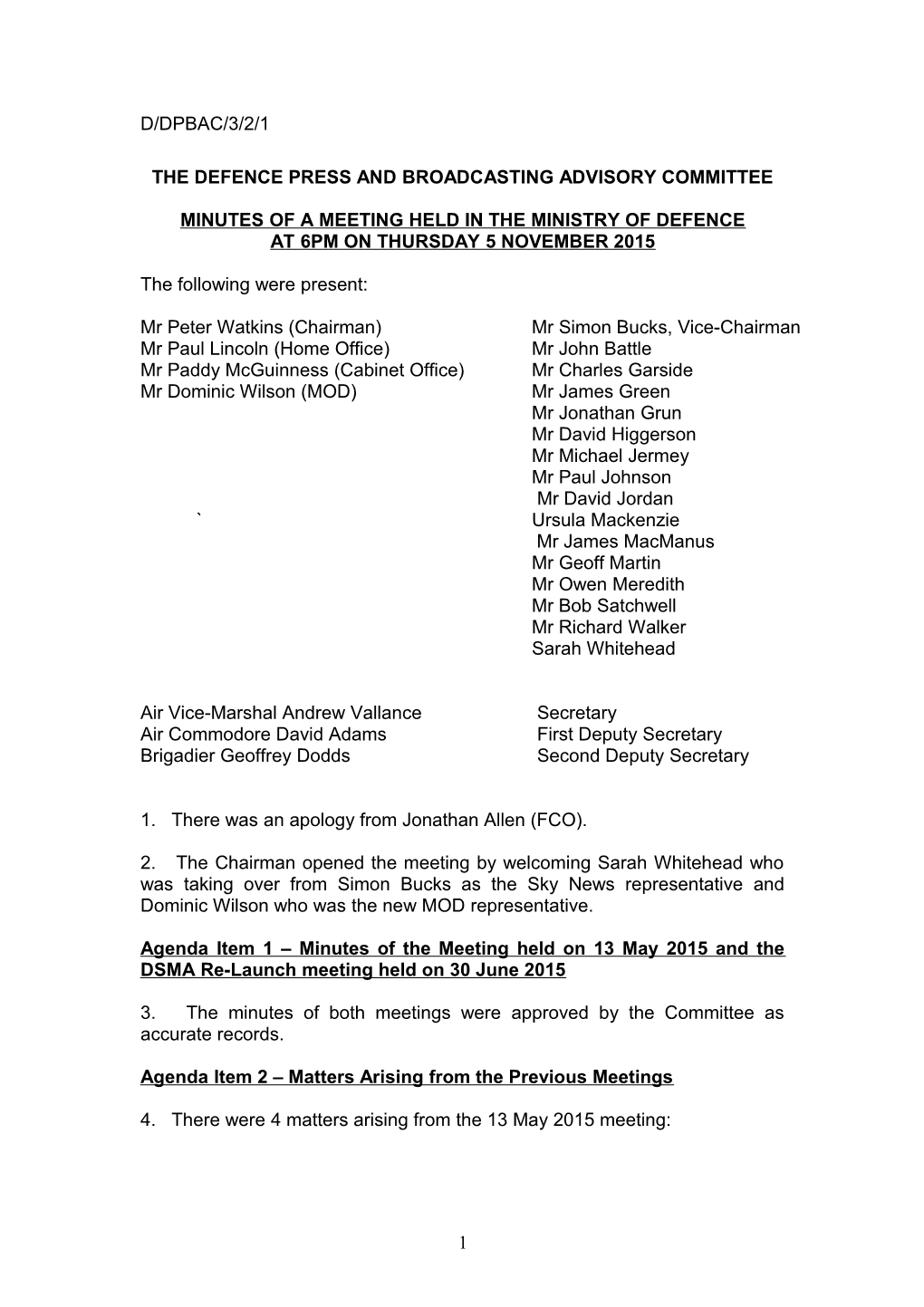 The Defence Press and Broadcasting Advisory Committee